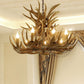 Faux Antler Resin Chandelier Lighting Cottage 9/12 Heads Restaurant Hanging Pendant Light in Brown Clearhalo 'Ceiling Lights' 'Chandeliers' Lighting' options 292959