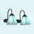 Black 2 Heads Vanity Wall Light Tiffany White/Blue Glass Cone Sconce Light Fixture for Bedroom Blue Clearhalo 'Industrial' 'Middle century wall lights' 'Tiffany wall lights' 'Tiffany' 'Wall Lamps & Sconces' 'Wall Lights' Lighting' 29301