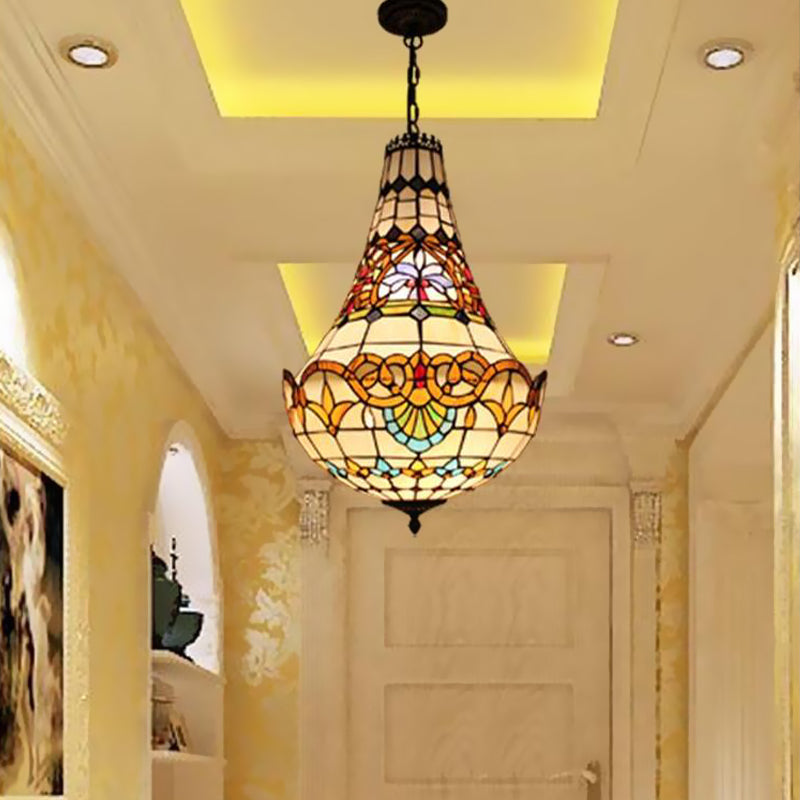 3/5 Lights Flower Chandelier Light Fixture Antique Bronze Cut Glass Suspension Pendant, 12"/16" Wide Antique Bronze Clearhalo 'Ceiling Lights' 'Chandeliers' 'Industrial' 'Middle Century Chandeliers' 'Tiffany Chandeliers' 'Tiffany close to ceiling' 'Tiffany' Lighting' 293120