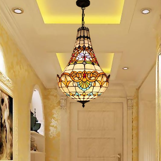 3/5 Lights Flower Chandelier Light Fixture Antique Bronze Cut Glass Suspension Pendant, 12"/16" Wide Antique Bronze Clearhalo 'Ceiling Lights' 'Chandeliers' 'Industrial' 'Middle Century Chandeliers' 'Tiffany Chandeliers' 'Tiffany close to ceiling' 'Tiffany' Lighting' 293120