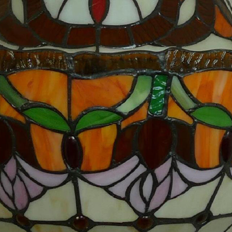 12"/16" Wide Flower Chandelier 3/5 Lights Stained Glass Tiffany Pendant Lighting Fixture in Antique Bronze Clearhalo 'Ceiling Lights' 'Chandeliers' 'Industrial' 'Middle Century Chandeliers' 'Tiffany Chandeliers' 'Tiffany close to ceiling' 'Tiffany' Lighting' 293132