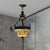 Stained Glass Dragonfly Chandelier Lamp Mediterranean 3 Lights Orange/Green Hanging Pendant Orange Clearhalo 'Ceiling Lights' 'Chandeliers' 'Glass shade' 'Glass' 'Industrial' 'Middle Century Chandeliers' 'Tiffany Chandeliers' 'Tiffany close to ceiling' 'Tiffany' Lighting' 293151