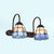 2 Heads Grid Patterned Vanity Lighting Baroque Blue/Yellow Glass Wall Mount Light Fixture Blue Clearhalo 'Industrial' 'Middle century wall lights' 'Tiffany wall lights' 'Tiffany' 'Wall Lamps & Sconces' 'Wall Lights' Lighting' 29315