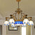 31.5"/37.5" Wide Cone Stained Glass Pendant Chandelier Baroque Style 8/11 Lights White/Blue Suspension Lighting White 31.5" Clearhalo 'Ceiling Lights' 'Chandeliers' 'Industrial' 'Middle Century Chandeliers' 'Tiffany Chandeliers' 'Tiffany close to ceiling' 'Tiffany' Lighting' 293313