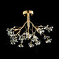 3 Heads Branch Semi Flush Mount Light Fixture Postmodern Gold Leaf Crystal Ceiling Lamp Clearhalo 'Ceiling Lights' 'Close To Ceiling Lights' 'Close to ceiling' 'Semi-flushmount' Lighting' 293449