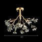 3 Heads Branch Semi Flush Mount Light Fixture Postmodern Gold Leaf Crystal Ceiling Lamp Clearhalo 'Ceiling Lights' 'Close To Ceiling Lights' 'Close to ceiling' 'Semi-flushmount' Lighting' 293450