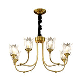 Flower Clear Glass Pendant Light Postmodern 6 Heads Dining Room Chandelier Light Fixture in Gold Clearhalo 'Ceiling Lights' 'Chandeliers' Lighting' options 293483