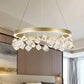 Metal Gold Hanging Pendant Light Ring LED Postmodern Ceiling Chandelier in Warm/White Light with Cubic Crystal Drop Clearhalo 'Ceiling Lights' 'Chandeliers' Lighting' options 293487