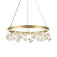 Metal Gold Hanging Pendant Light Ring LED Postmodern Ceiling Chandelier in Warm/White Light with Cubic Crystal Drop Clearhalo 'Ceiling Lights' 'Chandeliers' Lighting' options 293489