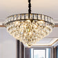 6 Heads Tapered Pendant Light Fixture Simple Style Black Teardrop Crystal Chandelier Light Clearhalo 'Ceiling Lights' 'Chandeliers' Lighting' options 293505