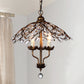 Umbrella Shape Living Room Hanging Chandelier Leaf Crystal 2 Heads Brass Hanging Light Kit Clearhalo 'Ceiling Lights' 'Chandeliers' Lighting' options 293522