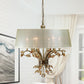 Drum Fabric Suspension Lamp Contemporary 6 Heads Living Room Chandelier Light Fixture in Brass Clearhalo 'Ceiling Lights' 'Chandeliers' Lighting' options 293534
