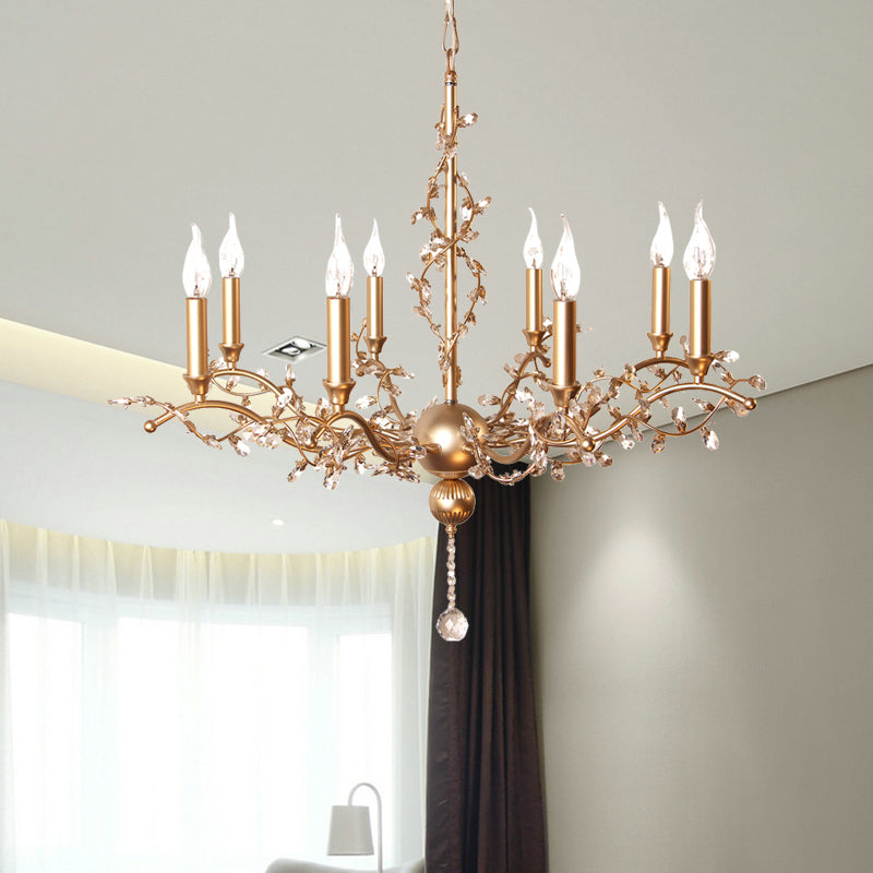 8 Heads Candelabra Chandelier Light Fixture Postmodern Brass Crystal Ceiling Pendant Light Brass Clearhalo 'Ceiling Lights' 'Chandeliers' Lighting' options 293544_b1b88642-c70a-4138-b6ae-9d580a387419