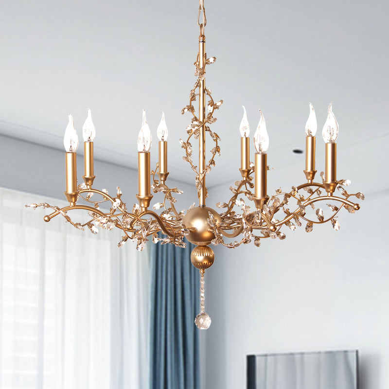 8 Heads Candelabra Chandelier Light Fixture Postmodern Brass Crystal Ceiling Pendant Light Clearhalo 'Ceiling Lights' 'Chandeliers' Lighting' options 293545