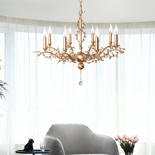 8 Heads Candelabra Chandelier Light Fixture Postmodern Brass Crystal Ceiling Pendant Light Clearhalo 'Ceiling Lights' 'Chandeliers' Lighting' options 293546