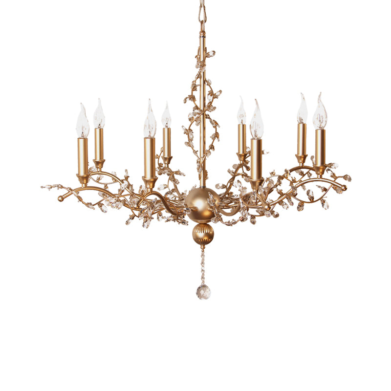 8 Heads Candelabra Chandelier Light Fixture Postmodern Brass Crystal Ceiling Pendant Light Clearhalo 'Ceiling Lights' 'Chandeliers' Lighting' options 293547