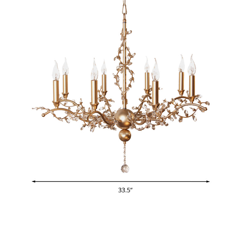 8 Heads Candelabra Chandelier Light Fixture Postmodern Brass Crystal Ceiling Pendant Light Clearhalo 'Ceiling Lights' 'Chandeliers' Lighting' options 293548