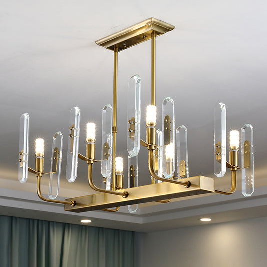 Gold Curved Arm Island Lighting Modernism 6 Heads Living Room Hanging Ceiling Light Clearhalo 'Ceiling Lights' 'Island Lights' Lighting' 293641