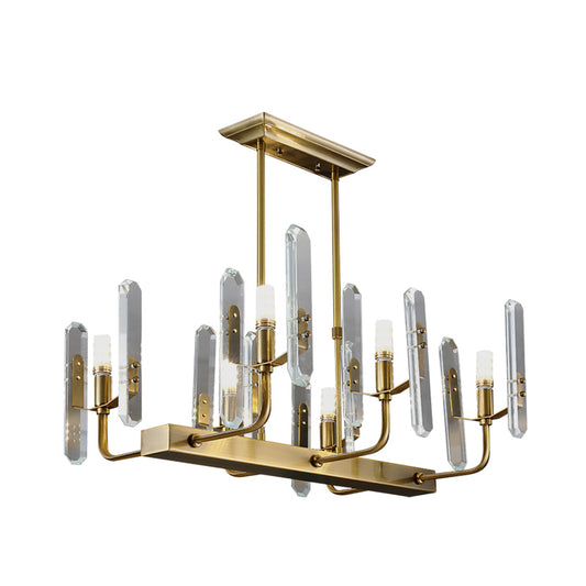 Gold Curved Arm Island Lighting Modernism 6 Heads Living Room Hanging Ceiling Light Clearhalo 'Ceiling Lights' 'Island Lights' Lighting' 293643