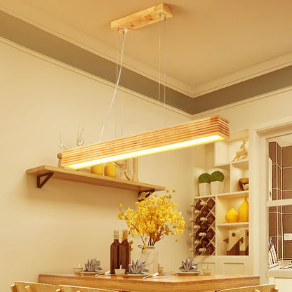 Linear Hanging Lamp Kit Contemporary Wood LED Beige Chandelier Light in White/Natural Light Beige Clearhalo 'Ceiling Lights' 'Chandeliers' Lighting' options 293706_0ea6c4eb-4655-4058-b0d8-58ae77408658