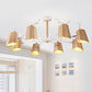 Nordic Beveled Hanging Light Wood 3/8 Heads Dining Room Chandelier Light Fixture in Beige 8 Wood Clearhalo 'Ceiling Lights' 'Chandeliers' Lighting' options 293735_a3faee96-8530-4e72-bebf-59637b4698af