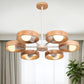 Radial Wood Chandelier Lighting Fixture Simple Style 6 Lights White Ceiling Pendant Light Clearhalo 'Ceiling Lights' 'Chandeliers' Lighting' options 293740