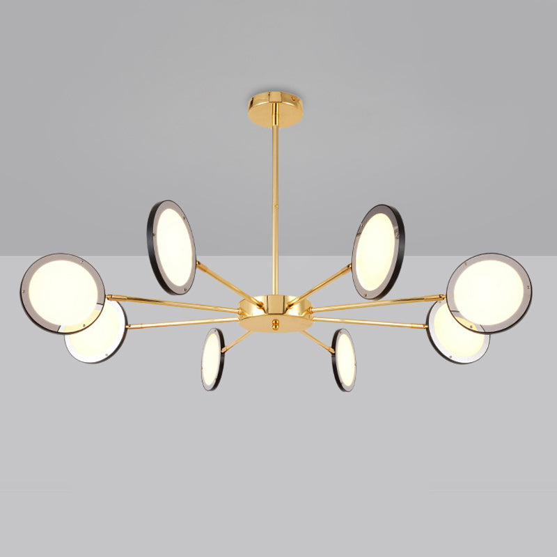 Gold Sputnik Hanging Ceiling Light Modernism 6/8 Lights Starburst Chandelier Lighting Fixture, Warm/White Light 8 Gold Clearhalo 'Ceiling Lights' 'Chandeliers' 'Modern Chandeliers' 'Modern' Lighting' 293766