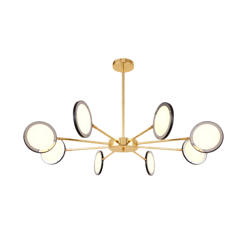 Gold Sputnik Hanging Ceiling Light Modernism 6/8 Lights Starburst Chandelier Lighting Fixture, Warm/White Light Clearhalo 'Ceiling Lights' 'Chandeliers' 'Modern Chandeliers' 'Modern' Lighting' 293769