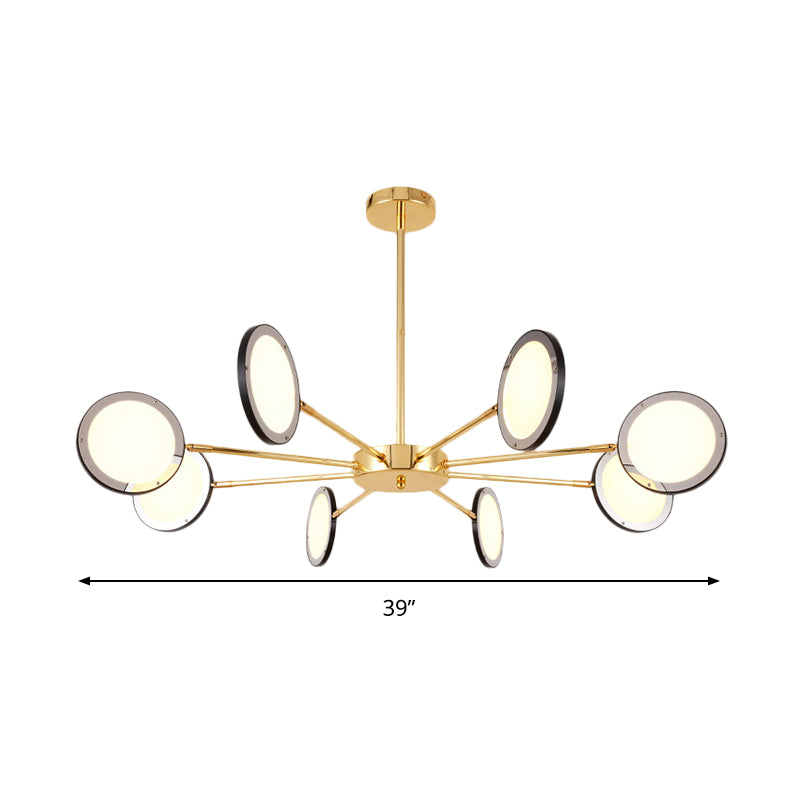 Gold Sputnik Hanging Ceiling Light Modernism 6/8 Lights Starburst Chandelier Lighting Fixture, Warm/White Light Clearhalo 'Ceiling Lights' 'Chandeliers' 'Modern Chandeliers' 'Modern' Lighting' 293770