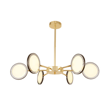 Gold Sputnik Hanging Ceiling Light Modernism 6/8 Lights Starburst Chandelier Lighting Fixture, Warm/White Light 6 Gold Warm Clearhalo 'Ceiling Lights' 'Chandeliers' 'Modern Chandeliers' 'Modern' Lighting' 293773