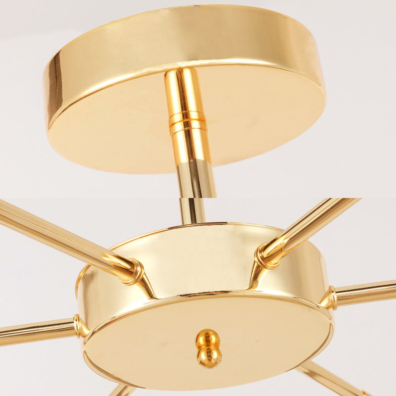 Gold Sputnik Hanging Ceiling Light Modernism 6/8 Lights Starburst Chandelier Lighting Fixture, Warm/White Light Clearhalo 'Ceiling Lights' 'Chandeliers' 'Modern Chandeliers' 'Modern' Lighting' 293775