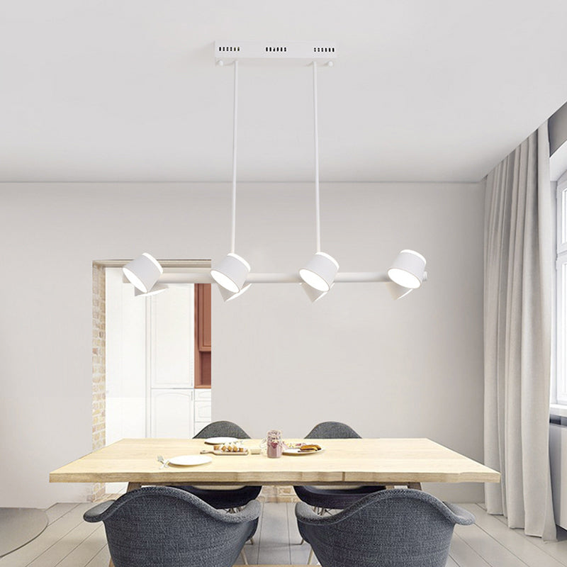 Metal Linear Pendant Light Fixture Simple Style 8 Lights White Hanging Ceiling Light Clearhalo 'Ceiling Lights' 'Chandeliers' 'Modern Chandeliers' 'Modern' Lighting' 293778