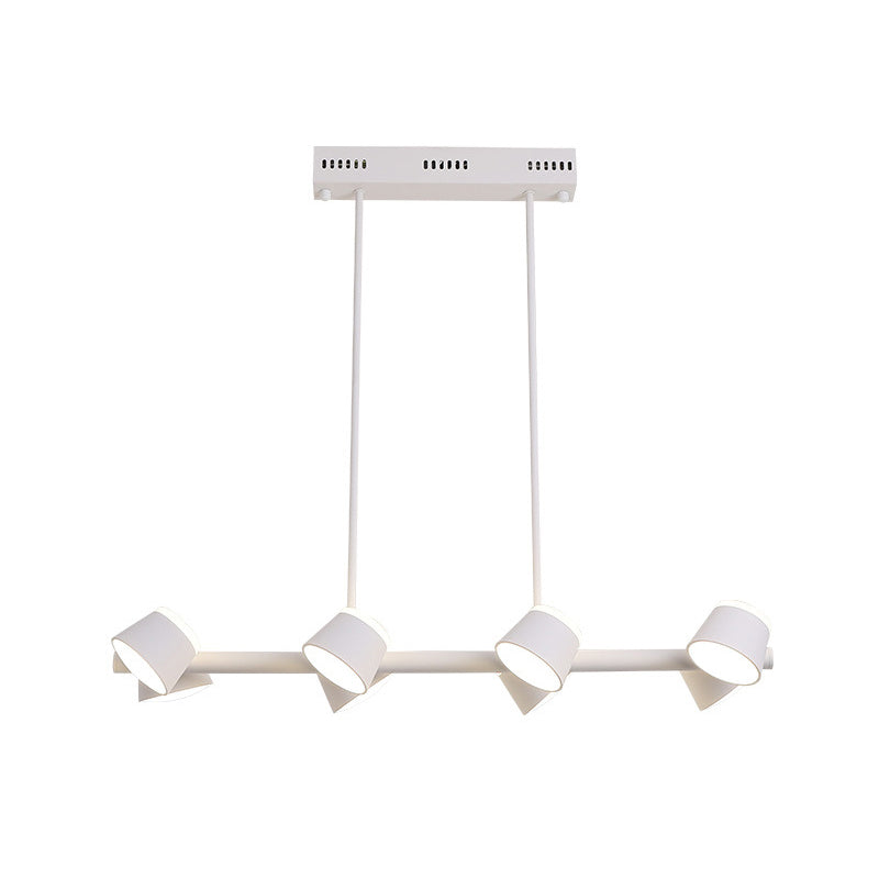Metal Linear Pendant Light Fixture Simple Style 8 Lights White Hanging Ceiling Light Clearhalo 'Ceiling Lights' 'Chandeliers' 'Modern Chandeliers' 'Modern' Lighting' 293779