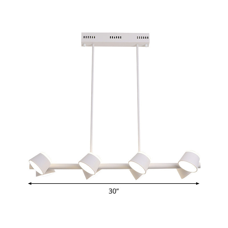 Metal Linear Pendant Light Fixture Simple Style 8 Lights White Hanging Ceiling Light Clearhalo 'Ceiling Lights' 'Chandeliers' 'Modern Chandeliers' 'Modern' Lighting' 293780