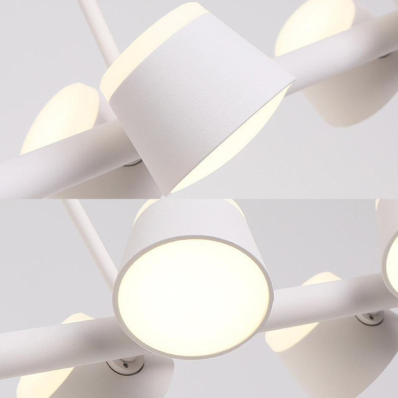 Metal Linear Pendant Light Fixture Simple Style 8 Lights White Hanging Ceiling Light Clearhalo 'Ceiling Lights' 'Chandeliers' 'Modern Chandeliers' 'Modern' Lighting' 293781