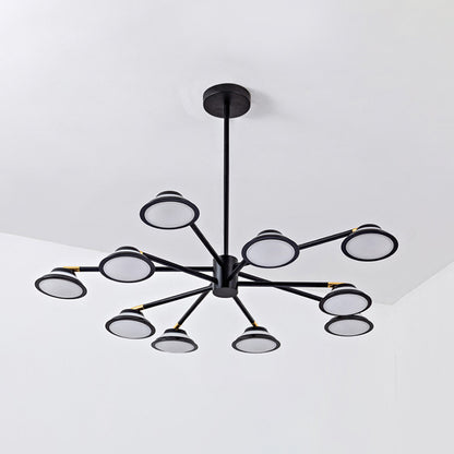 Black Starburst Chandelier Light Contemporary 10 Heads Metal Pendant Light Kit for Living Room Black Clearhalo 'Ceiling Lights' 'Chandeliers' 'Modern Chandeliers' 'Modern' Lighting' 293788