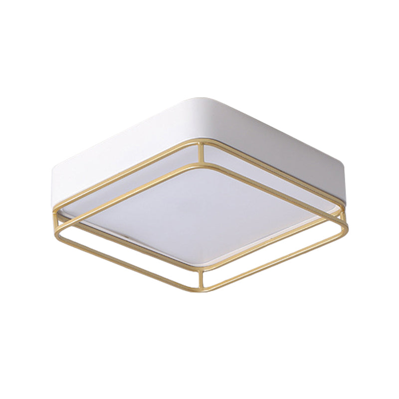 Square Flush Mount Light Contemporary Metal White LED Ceiling Fixture, Warm/White/3 Color Light Clearhalo 'Ceiling Lights' 'Close To Ceiling Lights' 'Close to ceiling' 'Flush mount' Lighting' 293825