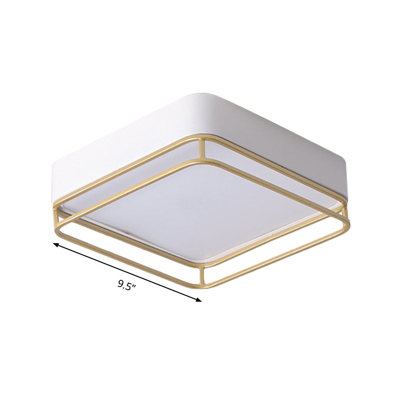 Square Flush Mount Light Contemporary Metal White LED Ceiling Fixture, Warm/White/3 Color Light Clearhalo 'Ceiling Lights' 'Close To Ceiling Lights' 'Close to ceiling' 'Flush mount' Lighting' 293826