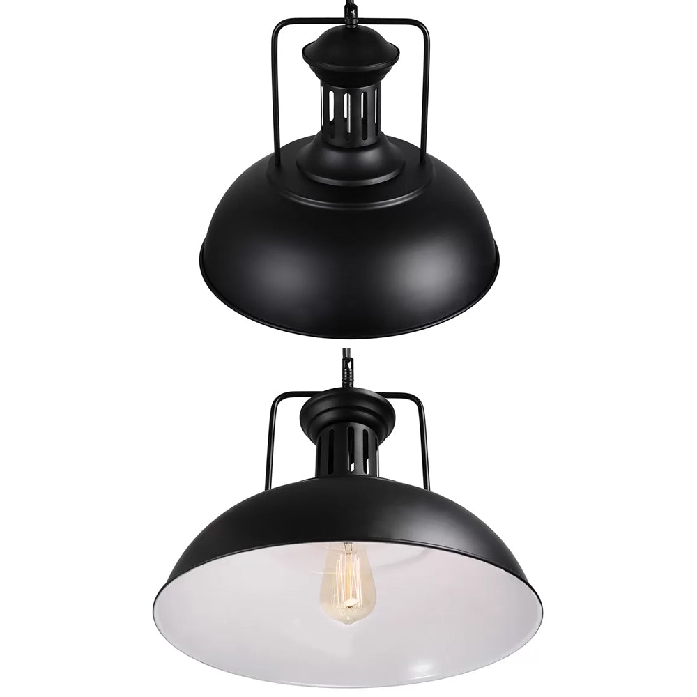 13"/14"/16" Dia Bowl Metal Pendant Lighting Retro Stylish 1 Bulb Dining Room Hanging Ceiling Light in Black/White Inner/White Clearhalo 'Art Deco Pendants' 'Black' 'Cast Iron' 'Ceiling Lights' 'Ceramic' 'Crystal' 'Industrial Pendants' 'Industrial' 'Metal' 'Middle Century Pendants' 'Pendant Lights' 'Pendants' 'Rustic Pendants' 'Tiffany' Lighting' 2939