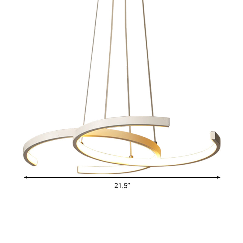 Double C-Shape Metal Ceiling Pendant Light Minimalist Black/White LED Chandelier Light, Warm/White Light Clearhalo 'Ceiling Lights' 'Chandeliers' 'Modern Chandeliers' 'Modern' Lighting' 293933