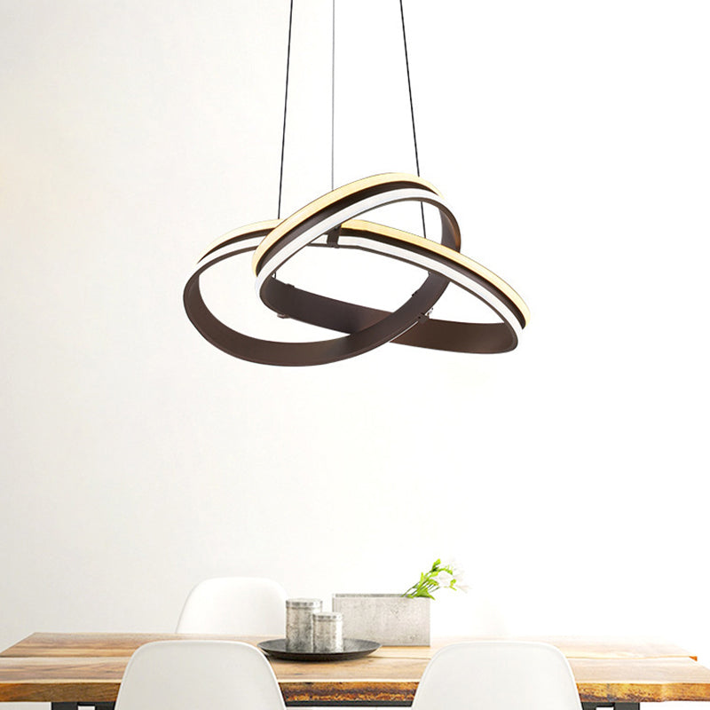 Coffee Seamless Curve Chandelier Lamp Contemporary Metal LED Pendant Light, Warm/White Light Clearhalo 'Ceiling Lights' 'Chandeliers' 'Modern Chandeliers' 'Modern' Lighting' 293936