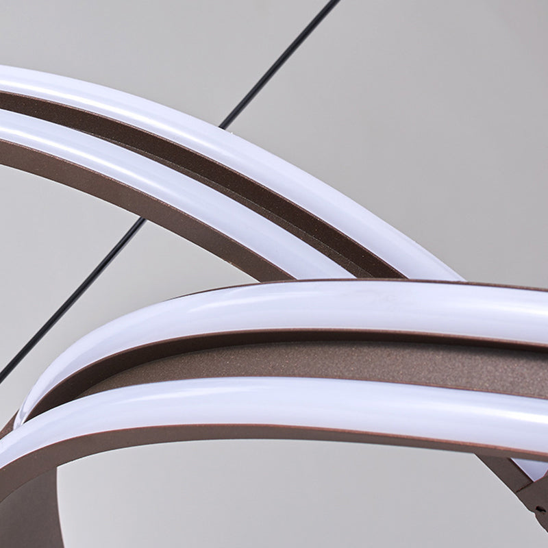 Coffee Seamless Curve Chandelier Lamp Contemporary Metal LED Pendant Light, Warm/White Light Clearhalo 'Ceiling Lights' 'Chandeliers' 'Modern Chandeliers' 'Modern' Lighting' 293939