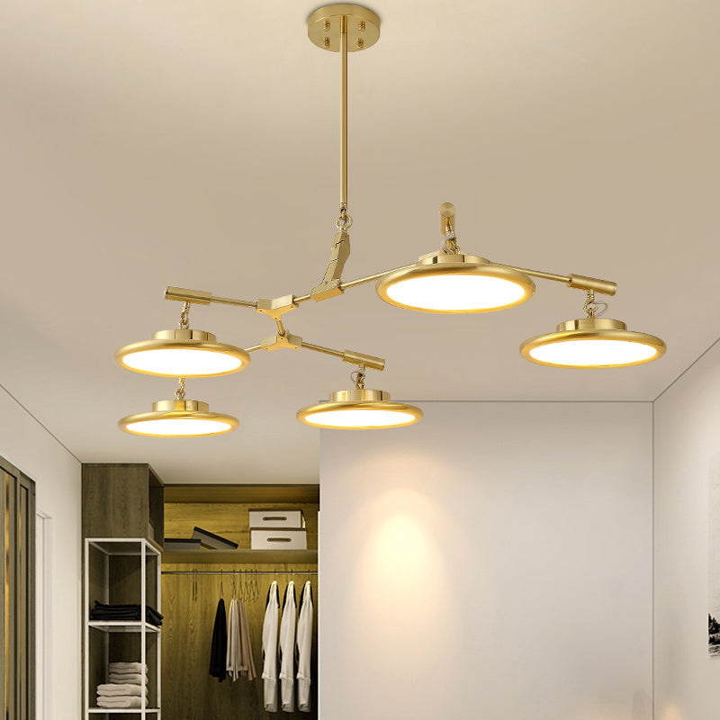 Gold Branch Chandelier Light Fixture Modern 3/5 Heads Pendant Light Kit in Warm/White Light 5 Gold Clearhalo 'Ceiling Lights' 'Chandeliers' 'Modern Chandeliers' 'Modern' Lighting' 293956