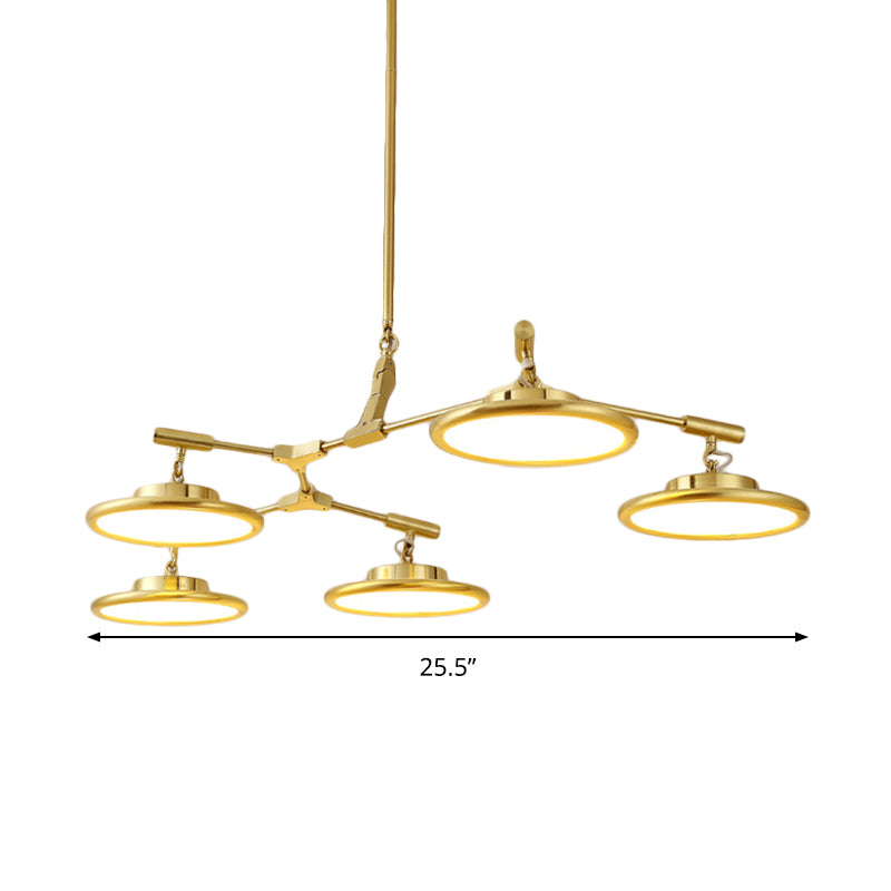Gold Branch Chandelier Light Fixture Modern 3/5 Heads Pendant Light Kit in Warm/White Light Clearhalo 'Ceiling Lights' 'Chandeliers' 'Modern Chandeliers' 'Modern' Lighting' 293959
