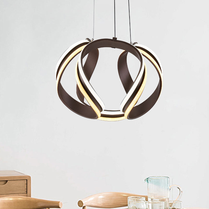 Abstract Chandelier Pendant Light Modern Metal Coffee LED Hanging Light Kit in Warm/White Light Coffee Clearhalo 'Ceiling Lights' 'Chandeliers' 'Modern Chandeliers' 'Modern' Lighting' 293977