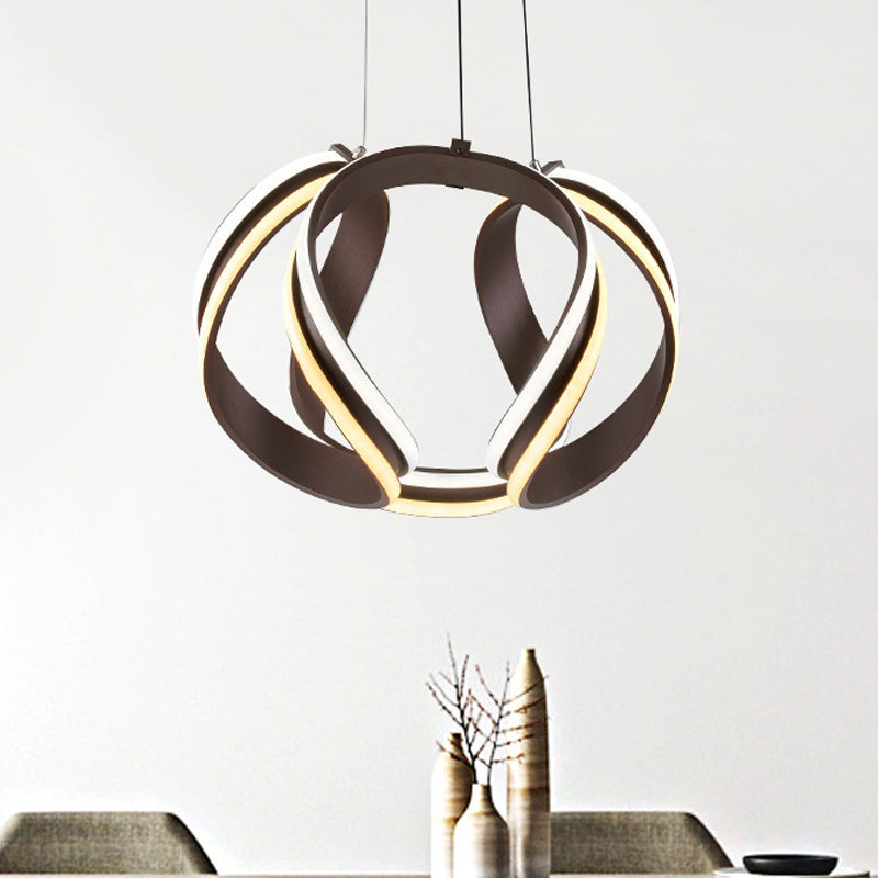 Abstract Chandelier Pendant Light Modern Metal Coffee LED Hanging Light Kit in Warm/White Light Clearhalo 'Ceiling Lights' 'Chandeliers' 'Modern Chandeliers' 'Modern' Lighting' 293978
