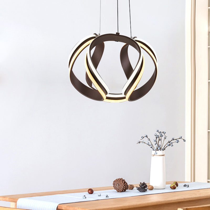 Abstract Chandelier Pendant Light Modern Metal Coffee LED Hanging Light Kit in Warm/White Light Clearhalo 'Ceiling Lights' 'Chandeliers' 'Modern Chandeliers' 'Modern' Lighting' 293979