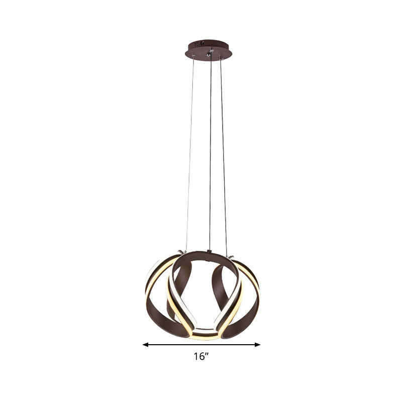 Abstract Chandelier Pendant Light Modern Metal Coffee LED Hanging Light Kit in Warm/White Light Clearhalo 'Ceiling Lights' 'Chandeliers' 'Modern Chandeliers' 'Modern' Lighting' 293981