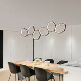 Honeycomb Ceiling Chandelier Contemporary Metal 6 Lights Coffee Suspension Light in Warm/White Light Coffee Warm Clearhalo 'Ceiling Lights' 'Chandeliers' 'Modern Chandeliers' 'Modern' Lighting' 293999