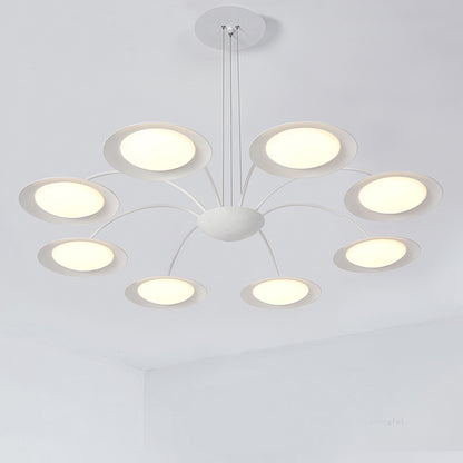 Disc Chandelier Light Fixture Simple Style Metal 8 Heads White Hanging Light Kit for Living Room White Clearhalo 'Ceiling Lights' 'Chandeliers' 'Modern Chandeliers' 'Modern' Lighting' 294012